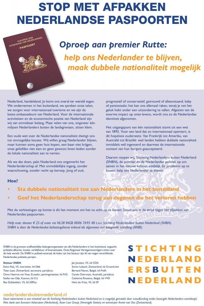 Stop met afpakken Nederlandse paspoorten